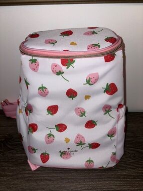 Kate Spade Strawberry Backpack Cooler Bag Insulated Pink White NWT